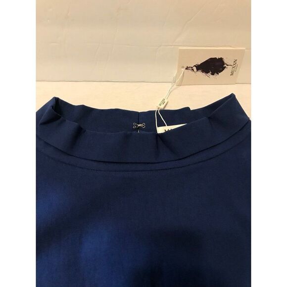 NWT Muxxn Modest Midi Dress Women 2XL High Neck Royal Blue Fitted Belt Minimal - Picture 7 of 14